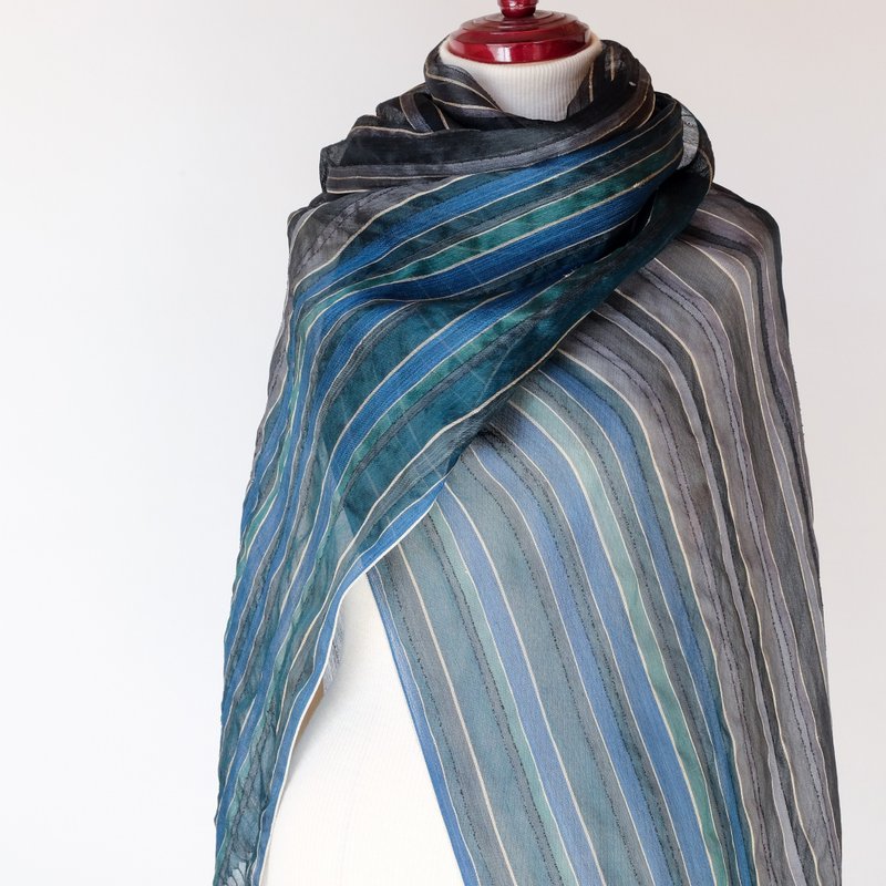 Silk Hand-woven silk stole [Mizuki 03] - ผ้าพันคอถัก - ผ้าไหม 