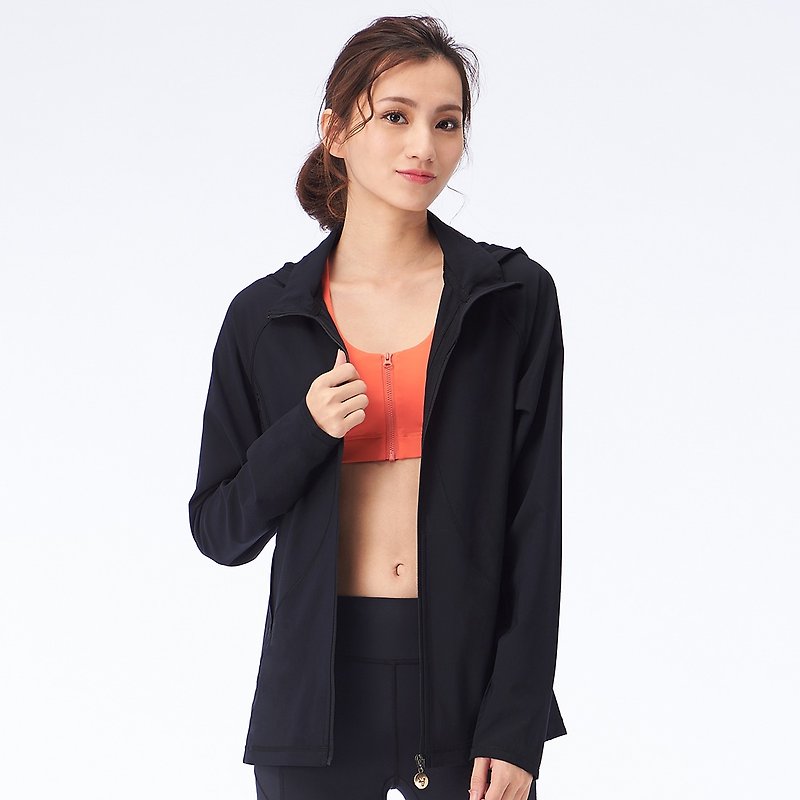 [MACACA] air-flow UV sun protection jacket-ASA4141 black - Women's Yoga Apparel - Polyester Black