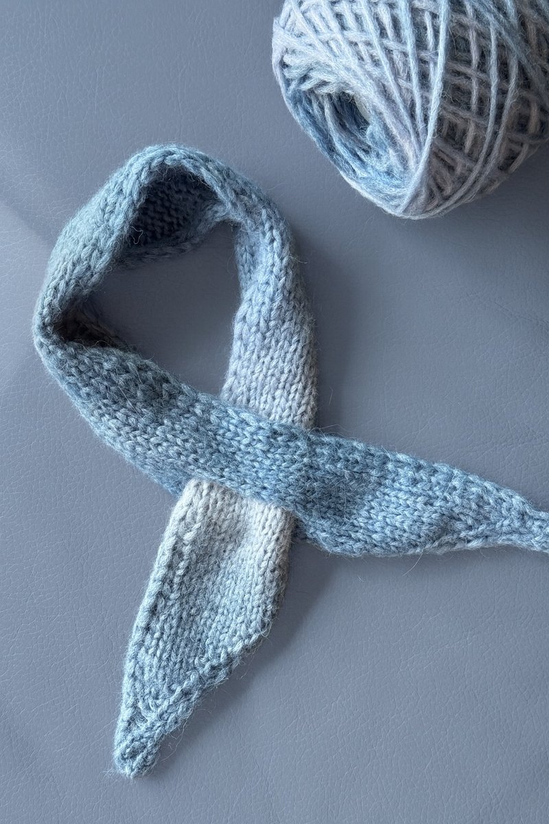 New Design, Purely Hand-Knitted, Long-Striped Gradient Dyed Alpaca Wool Small Scarf - ผ้าพันคอถัก - ขนแกะ 