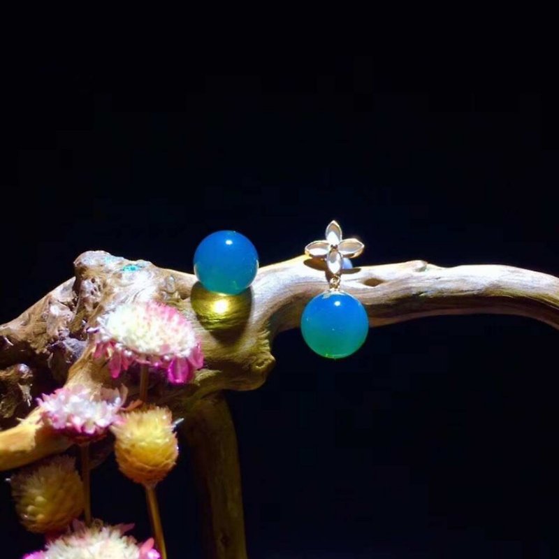 Mexico Amber Pendant in 18k Gold Earring - Earrings & Clip-ons - Gemstone 