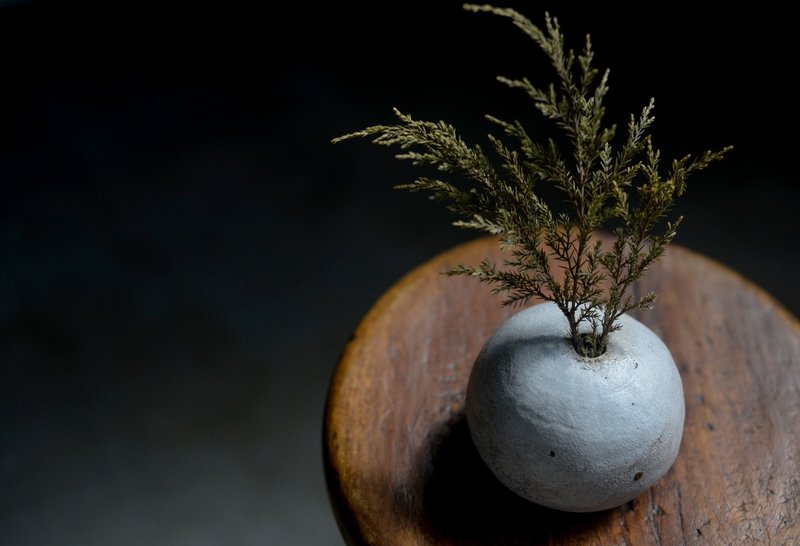 雪の脂っこい陶器の花_パウダーリードフォグホワイトラウンドフラワー - 花瓶・植木鉢 - 陶器 