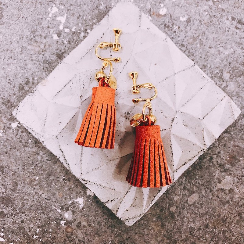 Tassel earrings / doomsday - Earrings & Clip-ons - Other Metals Orange