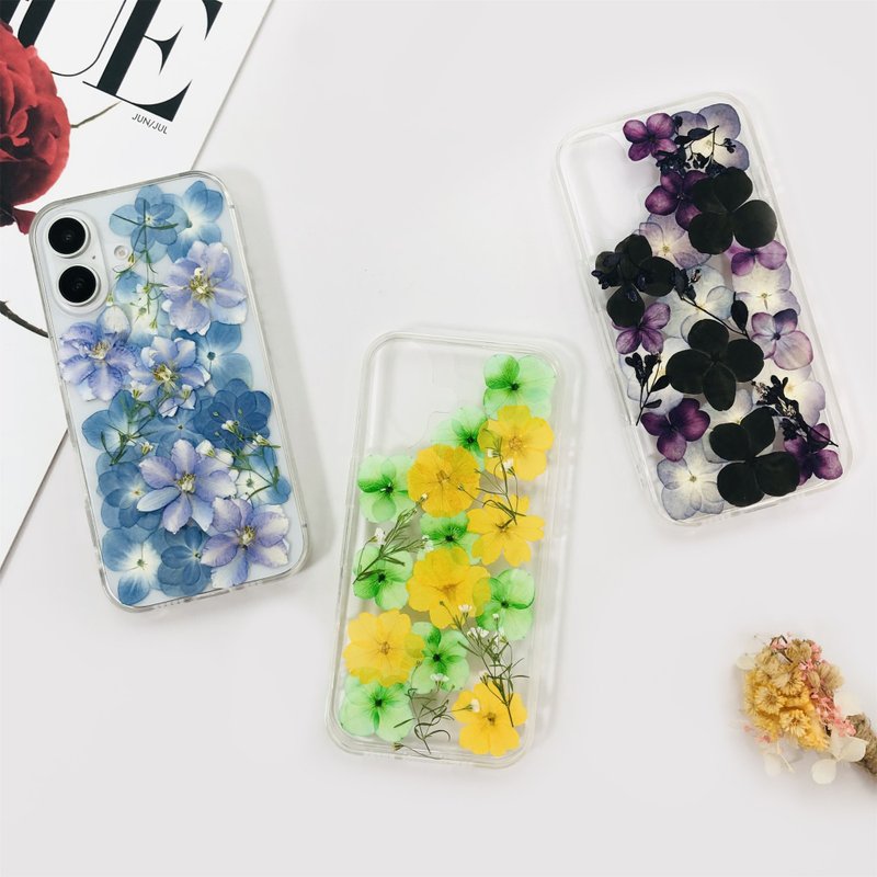 Multiple Styles of Natural Pressed Flower Phone Cases for iPhone 16 Samsung S25 - เคส/ซองมือถือ - พืช/ดอกไม้ 