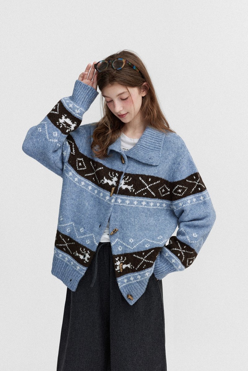 Nordic Vintage / Fair Isle Jacquard Sweater / Wool - สเวตเตอร์ผู้หญิง - วัสดุอื่นๆ หลากหลายสี
