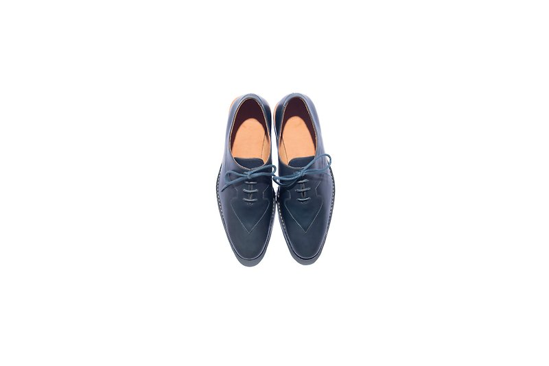 Stitching Sole_Spade_Blu - Men's Oxford Shoes - Genuine Leather Blue