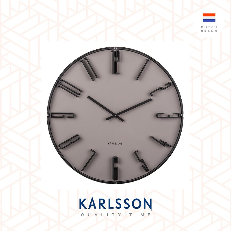塑膠 時鐘/鬧鐘 灰色 - 荷蘭Karlsson, Wall clock 40cm Sentient warm grey