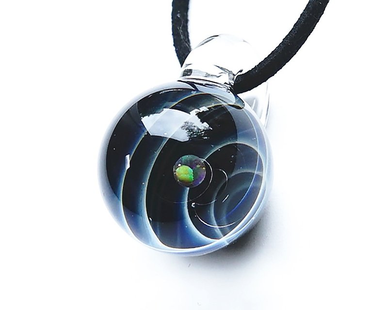 The world of Sirius. ver 2 Black pendant with opal opal planetary universe - Necklaces - Glass Blue