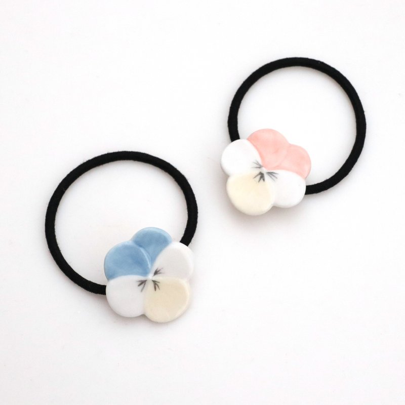 磁器 三色堇 - 髮夾/髮圈 - 瓷 粉紅色