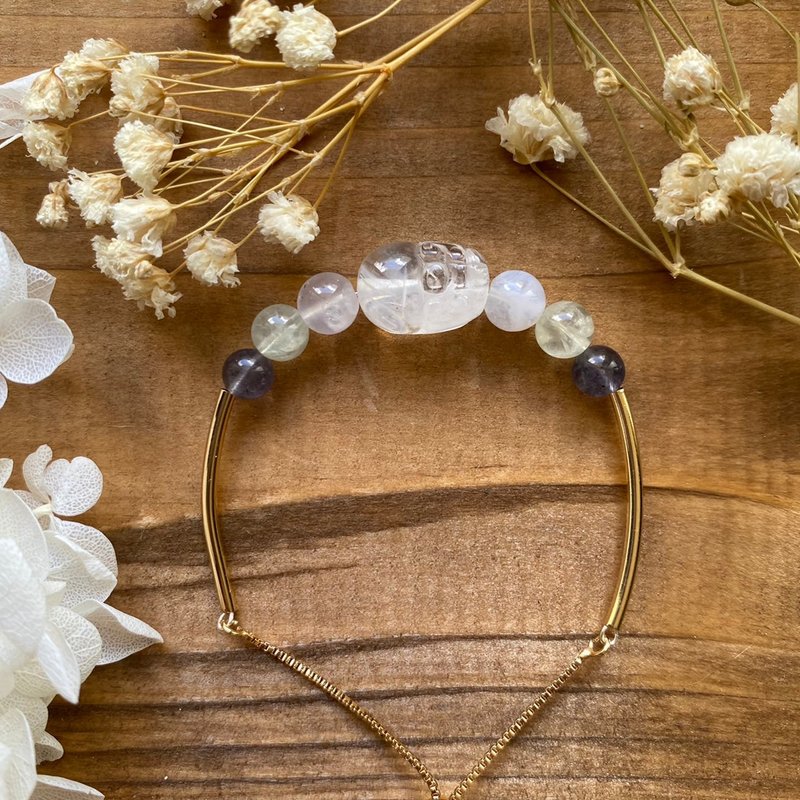 【Yanyue】Blue Needle Pixiu x Argentine Blue Agate x Grape Stone x Iolite - Bracelets - Semi-Precious Stones 