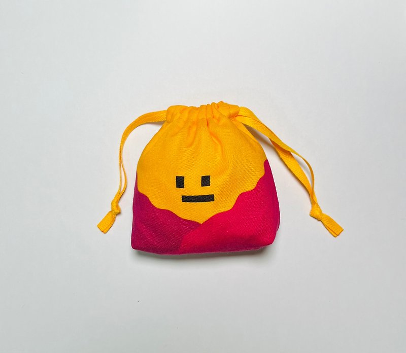 Mini pouch (sweet potato) - กระเป๋าเครื่องสำอาง - ผ้าฝ้าย/ผ้าลินิน สีเหลือง