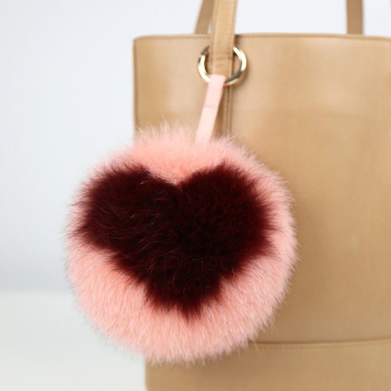 Mao Peng Peng sweet love Nagymaros ball (15CM) - magenta pink X - Keychains - Genuine Leather Pink