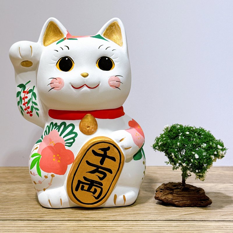 【稻穗迎祥】日本谷中堂招財貓 | 松竹梅 稻穗 - 擺飾/家飾品 - 瓷 白色