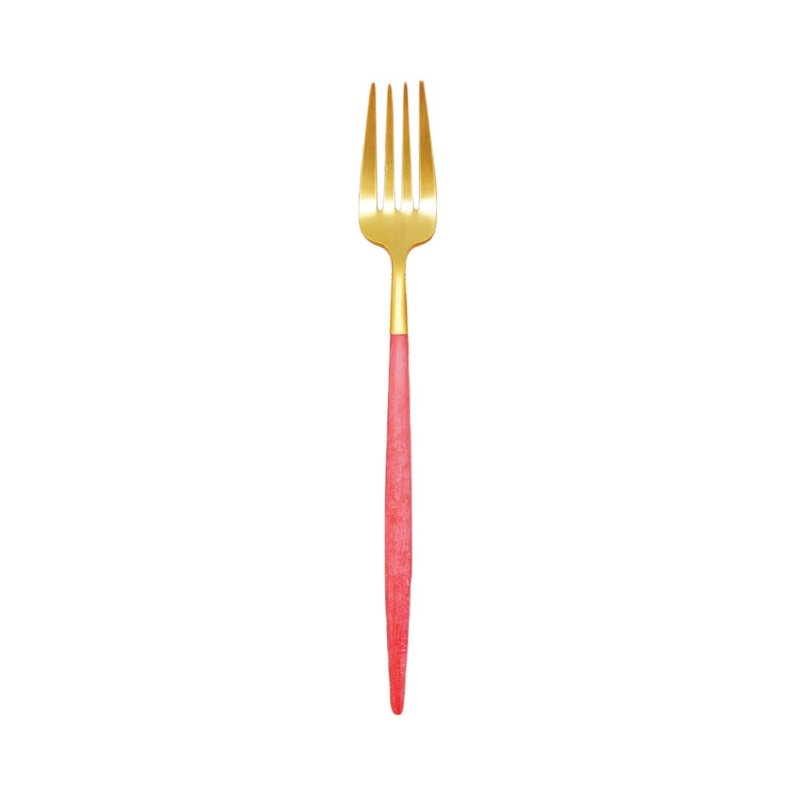 GOA RED MATTE GOLD CUTLERY 21.5CM TABLE FORK - ช้อนส้อม - สแตนเลส สีแดง