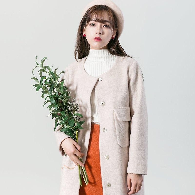 Annie Chen 2016 new winter thick woolen coat Girls long section was thin cashmere coat sub Korean wave - Women's Casual & Functional Jackets - Cotton & Hemp Pink