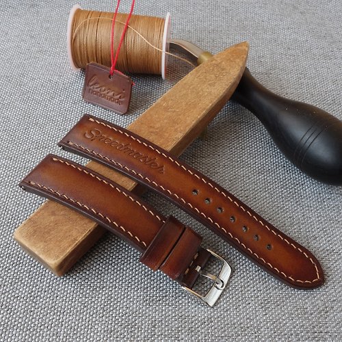 Leoni handmade 用於歐米茄超霸表的表帶。真正的皮革。手工製作。復古風格