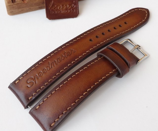 オメガ・スピードマスター用ウォッチストラップ。本革。ハンドメイド