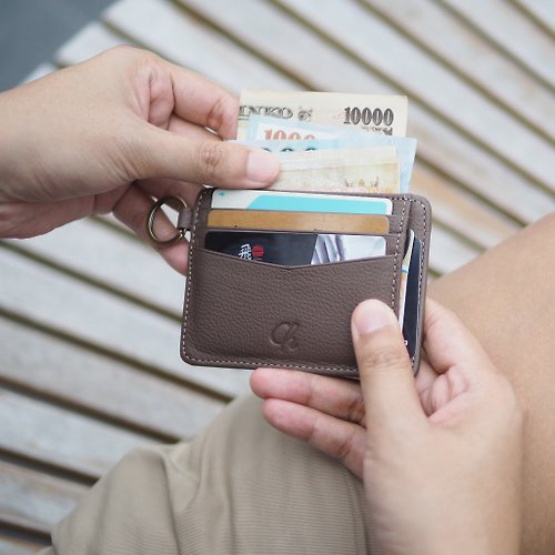 Charin June (Warm taupe): Multi-card holder, card case, slim wallet, Brown-grey wallet