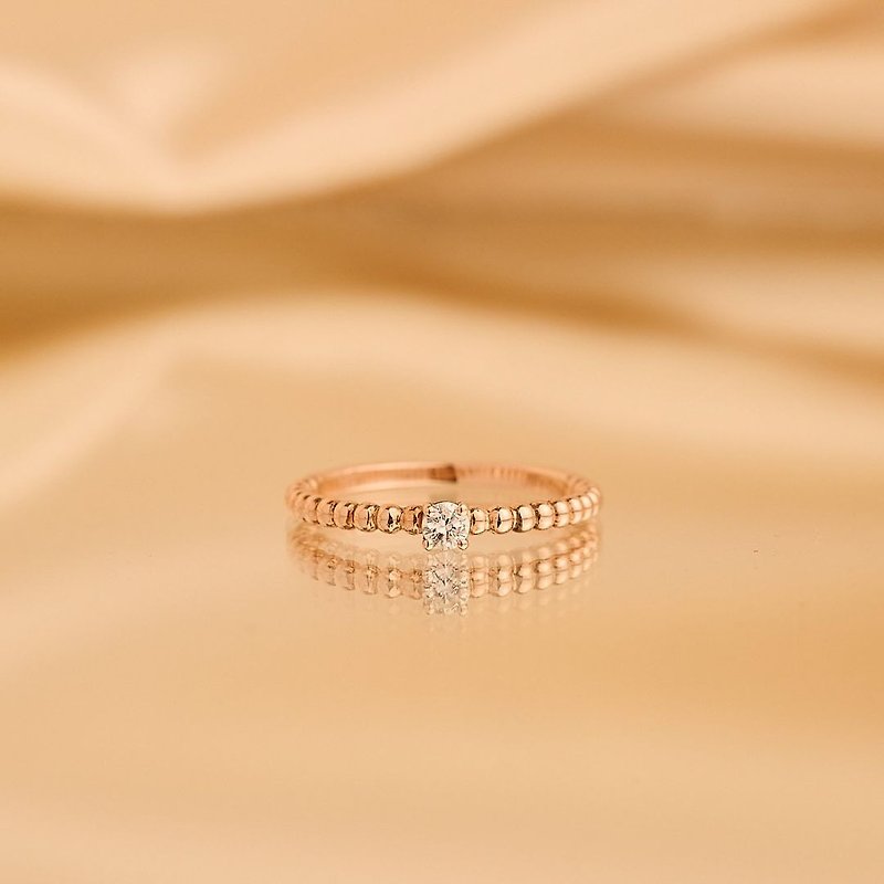 [Freya Series] Real diamond bead ring single diamond ring petty bourgeoisie diamond ring - General Rings - Diamond Gold
