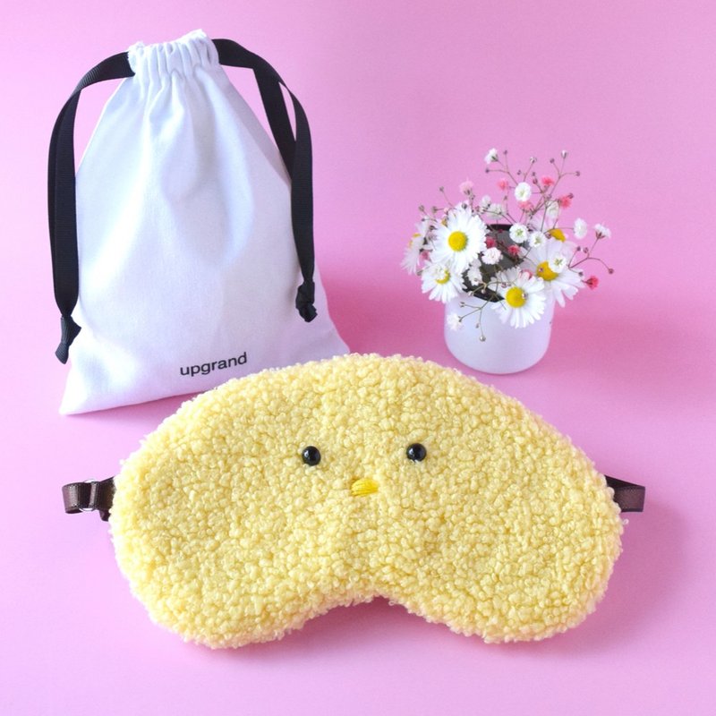 Fluffy chick eye mask | Storage pouch included | Free gift wrapping available - ผ้าปิดตา - ผ้าฝ้าย/ผ้าลินิน สีเหลือง