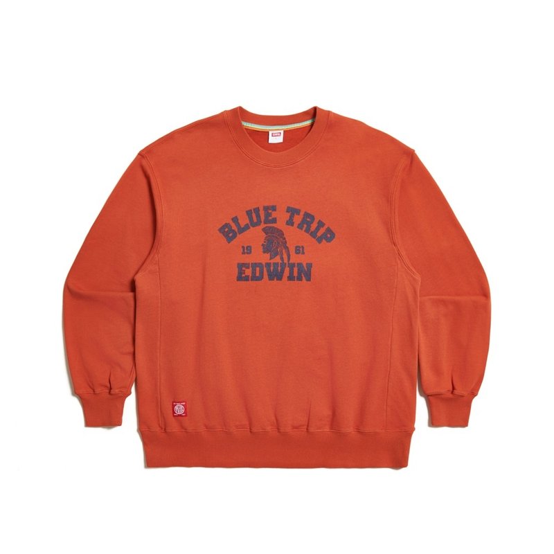 EDWIN BLUE TRIP Wide Indian Long Sleeve T-Shirt - Men's Style (Medium Gray Orange) - Unisex Hoodies & T-Shirts - Cotton & Hemp Orange