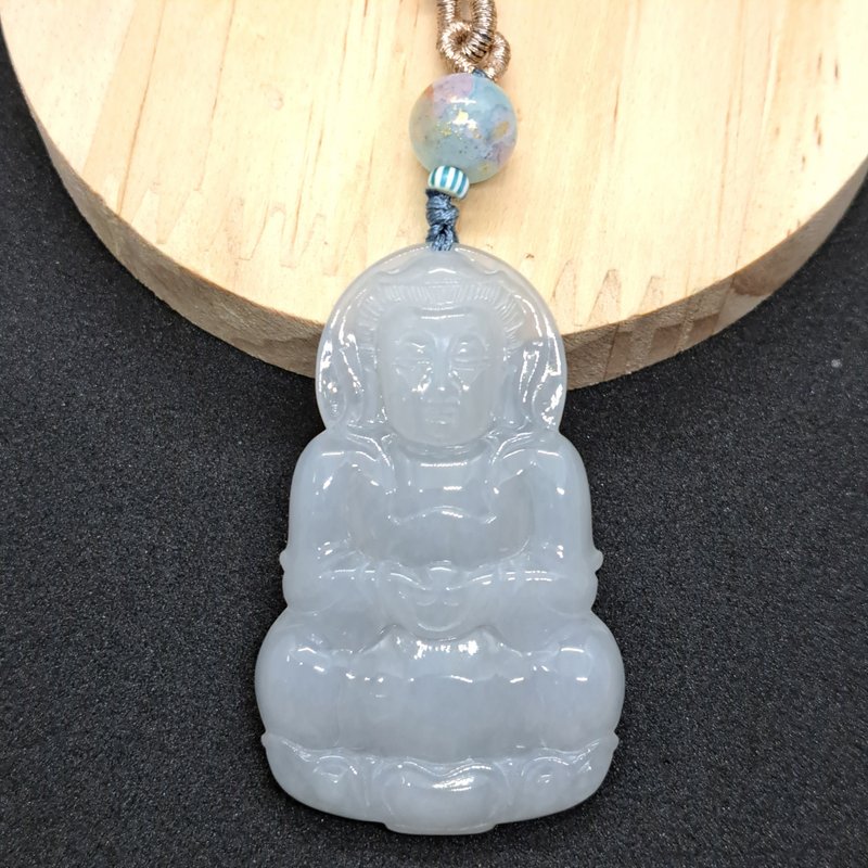 Ice Jade Guanyin Bodhisattva Necklace | Natural Burmese Jade A-grade | Gift - Necklaces - Jade White