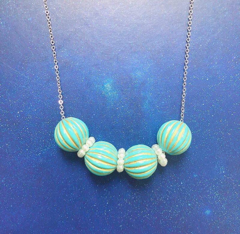 Classic retro ball bead necklAce - สร้อยคอ - วัสดุอื่นๆ สีเขียว