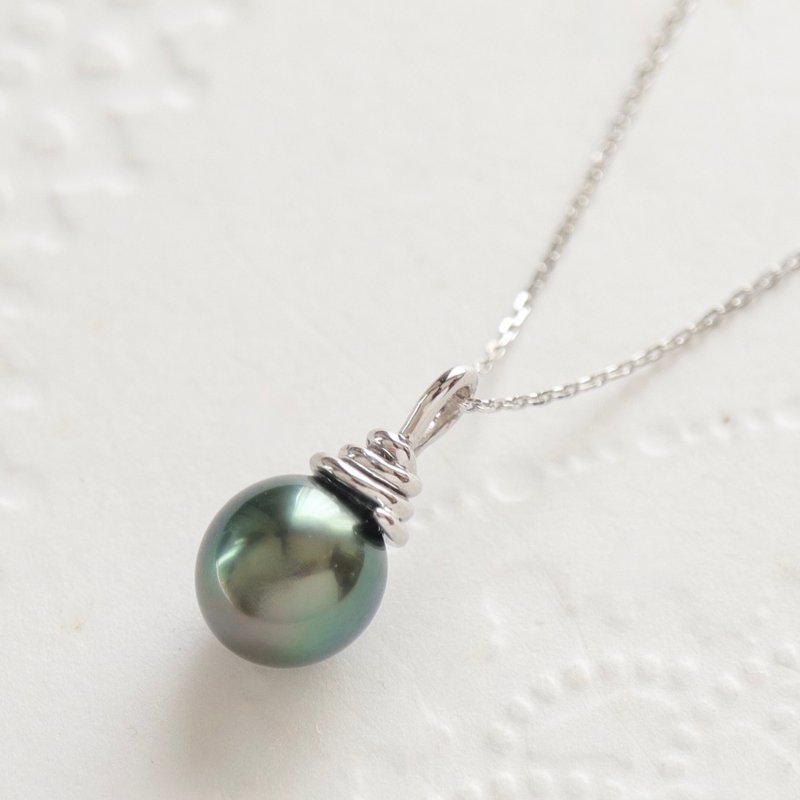 Joy Tahitian pearl Silver pendant necklace - Necklaces - Pearl Silver