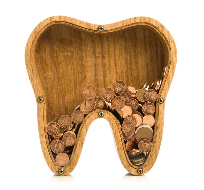 Wood piggy bank for boys girls adult TOOTH Organic glass tip jar Child coin bank - กระปุกออมสิน - ไม้ 