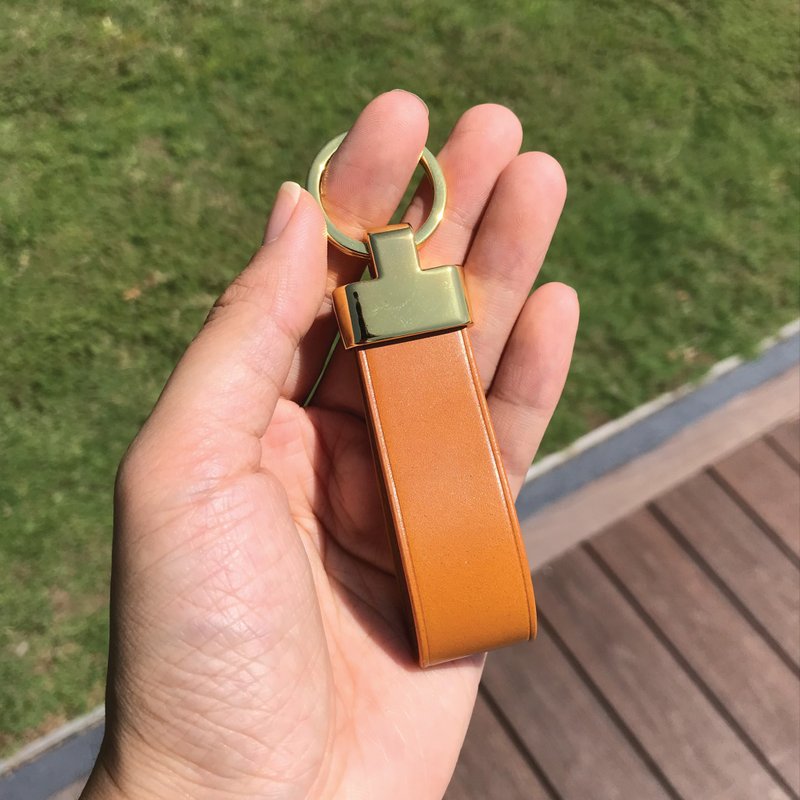 【皮革鑰匙圈】黃色馬臀皮/鎖匙扣/隨身小物/多色可選/閨蜜禮物 - 鑰匙圈/鑰匙包 - 真皮 黃色