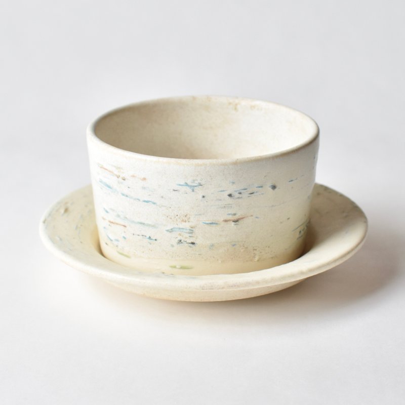 White birch bowl and saucer 白樺のボウルとソーサー 02 - 碗 - 陶 白色