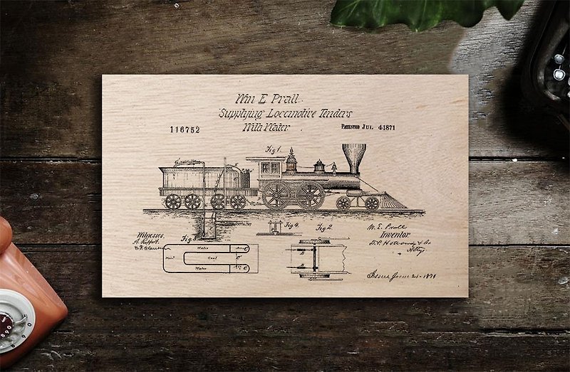[UV color printing deconstruction drawing series] steam train - Posters - Wood Khaki