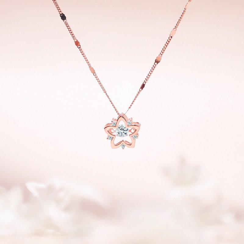 Twinkle Star Dancing Stone Necklace (Rose Gold) - Necklaces - Sterling Silver 