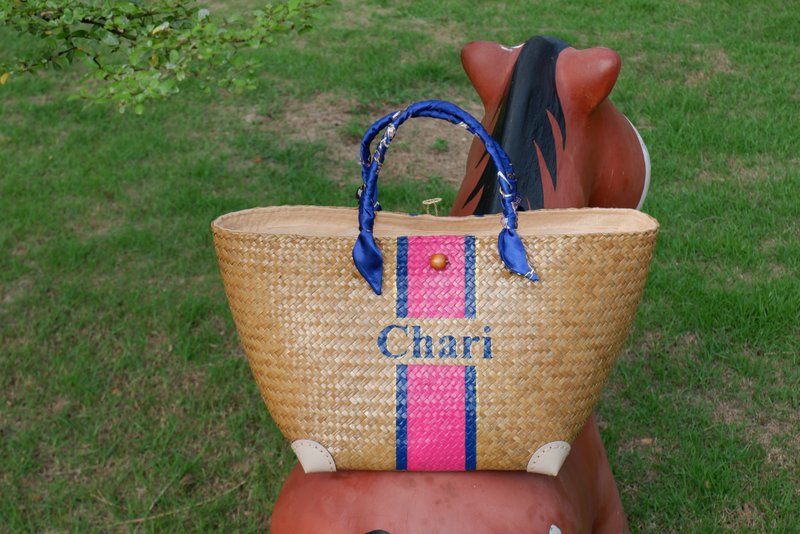 woven bag made to order logo gift persnalized bag summer bag girl bag trip - 手提包/手提袋 - 植物．花 