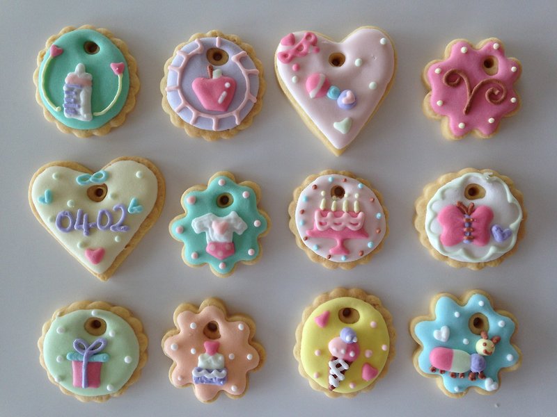 NIJI Cupcake* 12-piece mini biscuits with icing icing - Handmade Cookies - Fresh Ingredients Multicolor