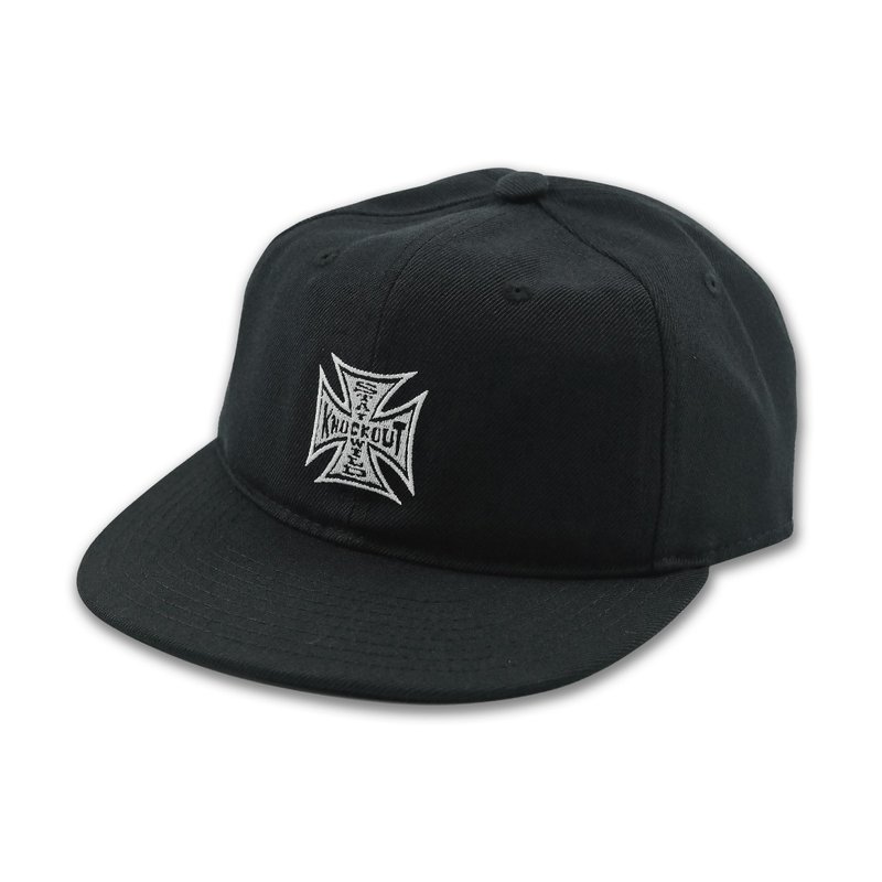 【Knockout】Stay Wild Iron Cross baseball cap hat old hat knight embroidery black - หมวก - ขนแกะ สีดำ