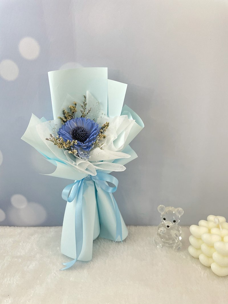 Gift/Sunflower Bouquet Every Day Upward/Sky Blue/Never Withering Flowers/Eternal Flowers/Dried Flowers - Dried Flowers & Bouquets - Plants & Flowers Blue