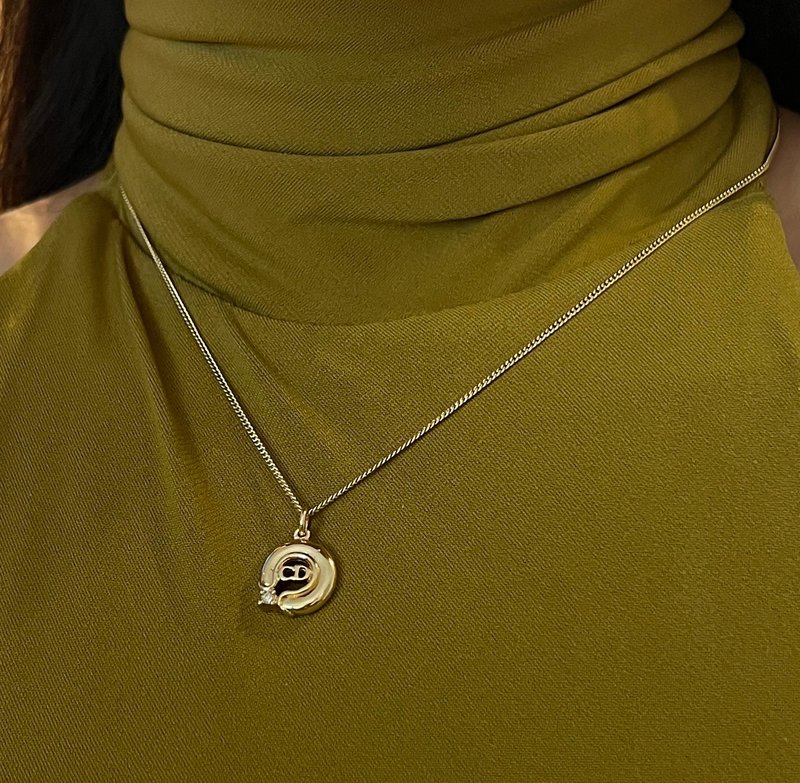 Dior CD鍍金簡約圓形水鑽頸鏈項鏈 日本中古Vintage 情人節禮物 - 項鍊 - 其他金屬 金色