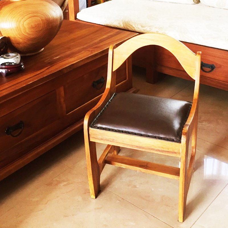 JatiLiving, Jidi City | Teak Log Children's Chair/Leather Cushion Children's Chair RPCH005SL - Chairs & Sofas - Wood Brown