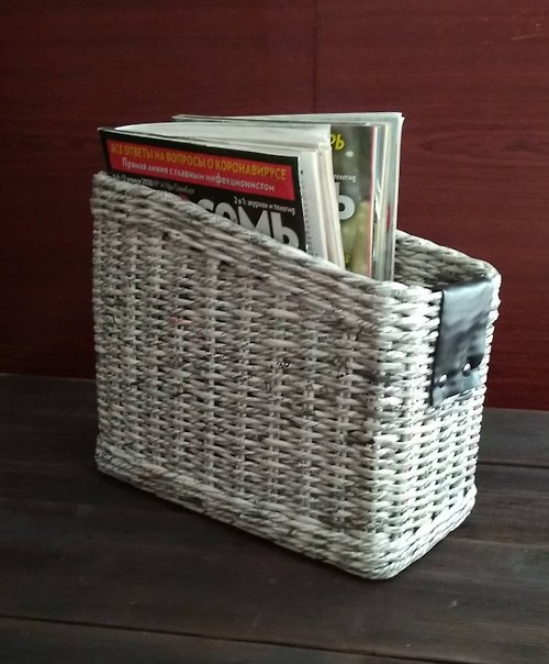 WickerDecor Desktop organizer. Magazine basket. Home office organizer. Mail storage box.