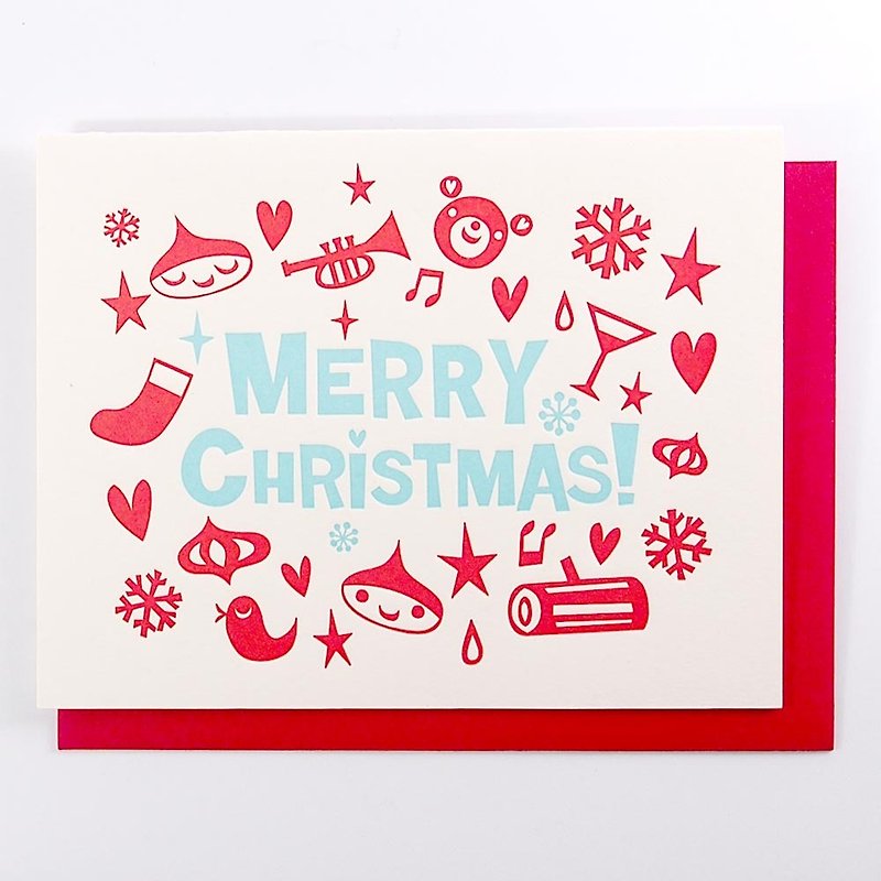 Blessed Night Christmas Card [Fugu Letterpress Card Christmas Collection] - การ์ด/โปสการ์ด - กระดาษ หลากหลายสี