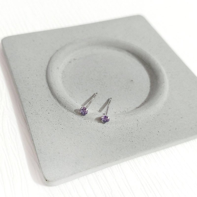 2mm Austrian Crystal 925 Sterling Silver Earrings Violet - Earrings & Clip-ons - Sterling Silver Purple