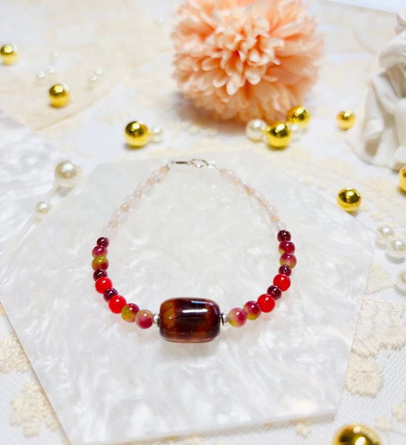 Colorful treasure red tiger eye crystal bracelet - สร้อยข้อมือ - คริสตัล สีแดง
