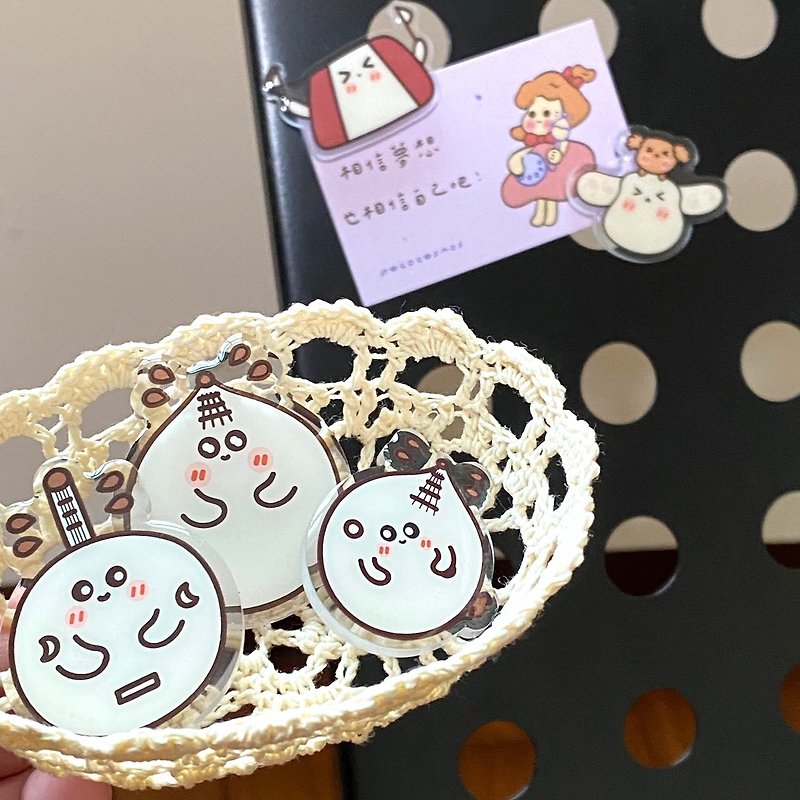 POCO Acrylic Magnet Set-Pluck a family to accompany you to practice the pipa, Liu Ruan 3 in a set - Magnets - Acrylic Brown