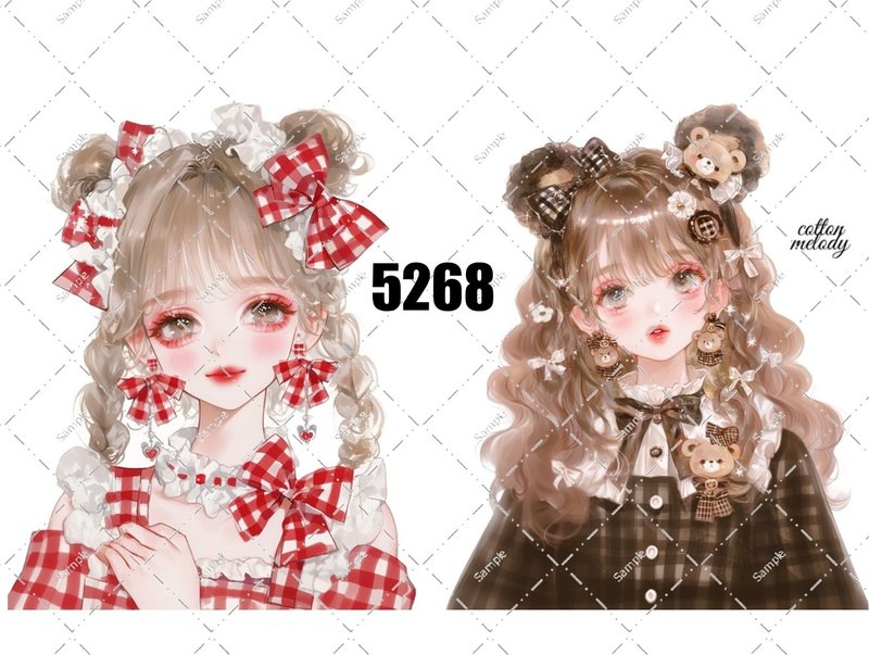 original sticker no.5268 人物ステッカー オリジナルステッカー オリジナル人物ステッカー 装飾ステッカー cotton melody - 貼紙 - 紙 