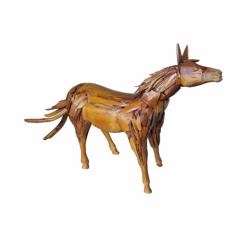 [Jidi City 100% teak furniture] LT-074C small wood splicing shape horse decoration - Items for Display - Wood Brown