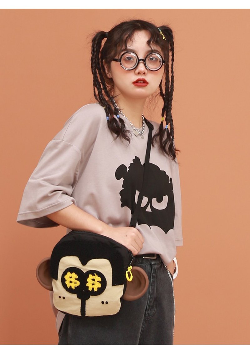 小號猴錢錢單肩斜挎包女時尚耐磨小背包 - 側背包/斜背包 - 其他材質 