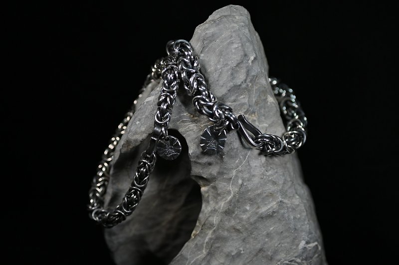 925 Sterling Silver Byzantine Bracelet - Bracelets - Sterling Silver Black