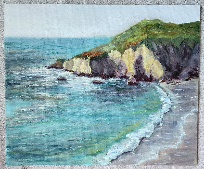Enjoying the Sea View (Oil Painting) - โปสเตอร์ - สี 