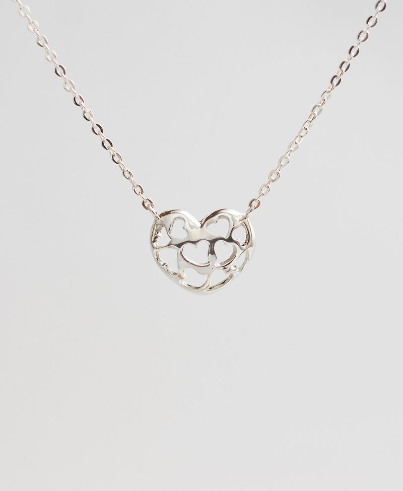 Full version of hollow love necklace hand made 925 sterling silver - Necklaces - Sterling Silver Silver