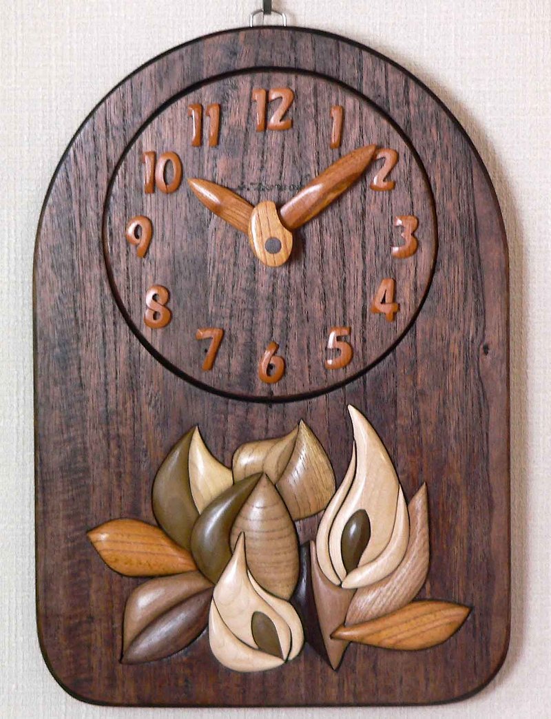 時計　水芭蕉 - 時鐘/鬧鐘 - 木頭 咖啡色
